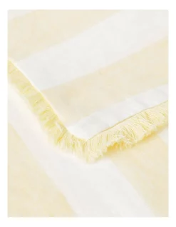 New 🤩 Australian House & Garden Fringed Linen Placemat Set Of 4 Wide Stripe In Yellow ✔️ -The Christmas Shop Sales unnamed file 2332