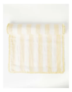 Cheapest 🔥 Australian House & Garden Fringed Linen Table Runner Wide Stripe In Yellow 🌟
