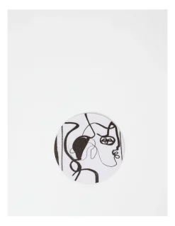 Buy 🤩 Vue Leather Look Coaster Faces In Black And White Round ⌛