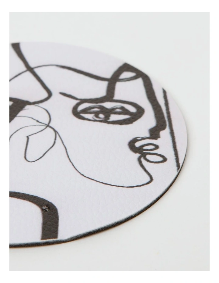 Buy π€© Vue Leather Look Coaster Faces In Black And White Round β 4 Buy π€© Vue Leather Look Coaster Faces In Black And White Round β - Image 2