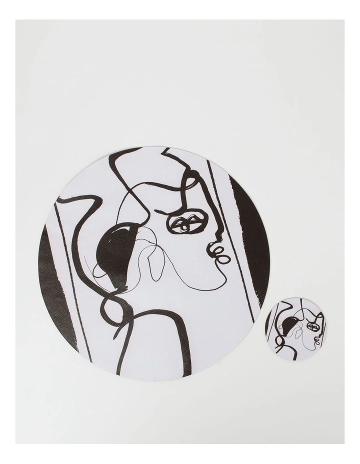 Buy π€© Vue Leather Look Coaster Faces In Black And White Round β 5 Buy π€© Vue Leather Look Coaster Faces In Black And White Round β - Image 3