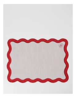 Wholesale ⌛ Heritage Florence Scalloped Edge Placemat Set Of 4 In Red And White 🎉