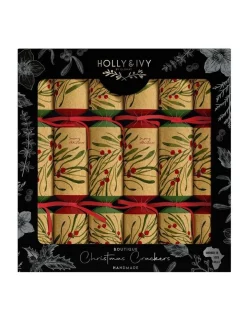Budget ❤️ Festive Luxe Eco Kraft Berry And Foliage 6 Pack Crackers 35cm 🤩