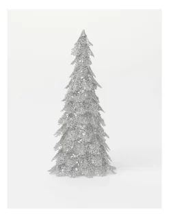 Promo 😀 Myer Giftorium Luxe Glitter Triangle Leaf Decoration In Silver ⭐