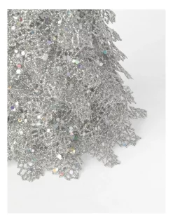 Promo 😀 Myer Giftorium Luxe Glitter Triangle Leaf Decoration In Silver ⭐ -The Christmas Shop Sales unnamed file 246