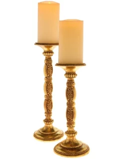 Flash Sale 😍 Myer Giftorium Heirloom Set Of 2 Antique-Style Candlesticks In Gold 26cm ✔️ -The Christmas Shop Sales unnamed file 261