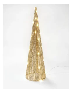 Outlet ⭐ Myer Giftorium LED Gold-tone Thread Wrapped Cone Decoration In Gold ⭐ -The Christmas Shop Sales unnamed file 274