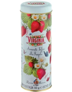 Hot Sale 😀 Amaretti Virginia Virginia Soft Strawberry Flavoured Amaretti Tin 140g 🧨