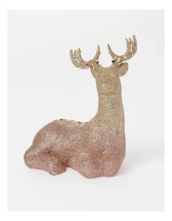 Brand new 😀 Myer Giftorium Plastic Glittered Reindeer Decoration In Champagne/Pink 🔔 -The Christmas Shop Sales unnamed file 290