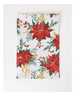 Promo โ๏ธ The Cooks Collective ๐ Christmas Novelty Tea Towel Set Of 3 Poinsettia ๐