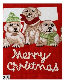Best Pirce ⭐ Myer Giftorium Heirloom 🦮 Dogs On Ute Embroidered Cushion 50x50cm In Red/White 😍 -The Christmas Shop Sales unnamed file 2988