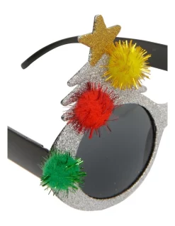 Promo 🎁 Myer Giftorium Merry & Bright Silver Tree With Pom-Pom Plastic Party Glasses 👏 -The Christmas Shop Sales unnamed file 3032