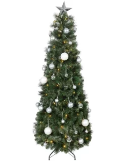 Buy ❤️ Myer Giftorium Conifer Pre-Lit Pop-Up 🎄 Christmas Tree 180cm In Silver 🧨