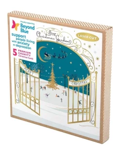 Discount 🌟 Simson ❄ Christmas, Charity, Beyond Blue, Laser Cut 3 Fold Card, Night Skating, Boxed Cards 😀