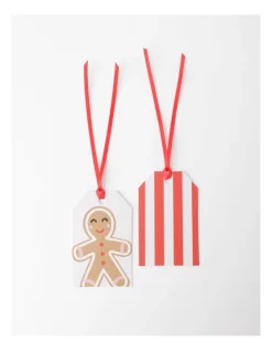 Promo 🤩 Myer Giftorium M&B Gingerbread Man Gift Tags 10 Pack In Red/White ❤️