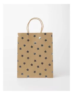 Discount ✨ Australian House & Garden Medium Eucalyptus Foiled Stars Gift Bag In Brown/Silver 😍 -The Christmas Shop Sales unnamed file 3306