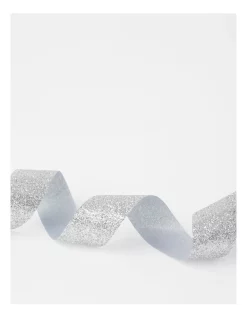 Budget 🔥 Myer Giftorium Glitter Ribbon 3m In Silver 🧨