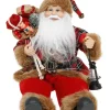 Wholesale ⌛ Myer Giftorium Heirloom 25cm Red And Black Flannel Fur Sitting Santa Holding Lantern ❤️