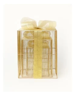 Budget 🌟 Myer Giftorium LED Gold-tone Thread Wrapped Gift Box Decoration Set Of 3 In Gold 🎁 -The Christmas Shop Sales unnamed file 347