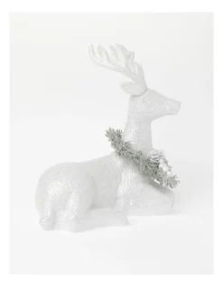 Coupon 🤩 Australian House & Garden Eucalyptus Glittered Sitting Reindeer W/ Wreath Decoration In White 🎁 -The Christmas Shop Sales unnamed file 365
