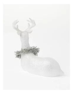 Coupon 🤩 Australian House & Garden Eucalyptus Glittered Sitting Reindeer W/ Wreath Decoration In White 🎁 -The Christmas Shop Sales unnamed file 366