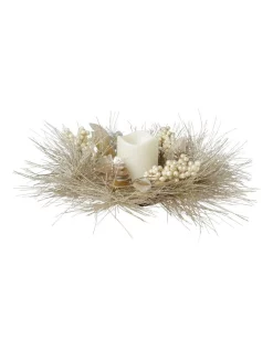 Cheapest 😀 Myer Giftorium Luxe Glittered Pine, Faux Berry & Pinecone Hurricane 🌟