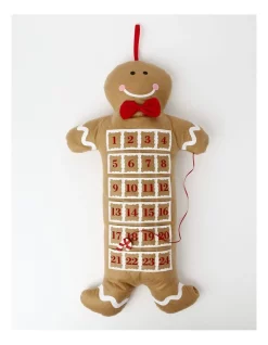 New βοΈ Myer Giftorium Merry & Bright Plush 60cm Gingerbread Hanging Advent Calendar In Brown π