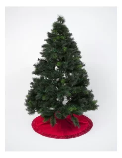 Hot Sale 👍 Myer Giftorium Heirloom Velvet Lattice Border Tree 👗 Skirt 120cm In Red 🤩