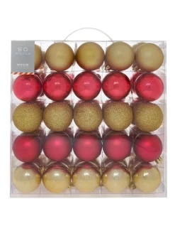Best deal π Myer Giftorium Heirloom Assorted Red & Gold Shatter-Resistant Baubles 50pk π€©
