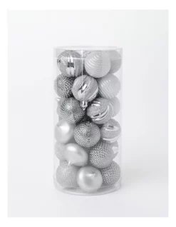 Hot Sale 🛒 Australian House & Garden EC 30 Pack Shatterproof BaublesSilver/White: 4cm 🔥 -The Christmas Shop Sales unnamed file 516