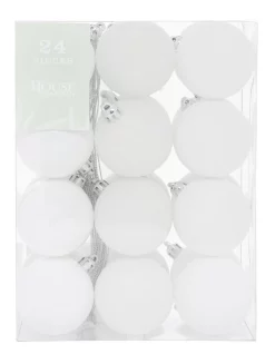 New π― Australian House & Garden Eucalyptus Assorted White Shatter-Resistant Baubles 24pk π