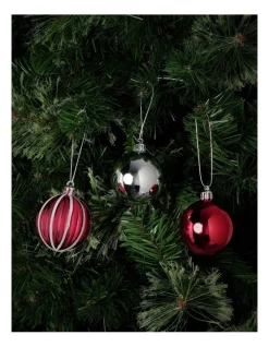 Best Pirce π Myer Giftorium Merry & Bright Shatterproof Baubles 24 Pack In Red/Silver π