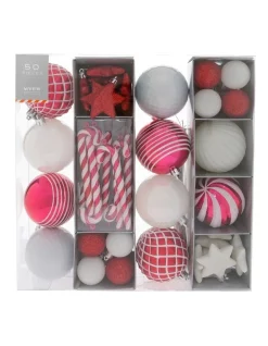 Best deal π Myer Giftorium Merry & Bright 50pc Assorted Red & White Shatter-Resistant Ornament Set π
