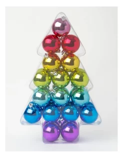 Brand new ⭐ Myer Giftorium Mb 34 Pk Tree Pack Shatterproof BaubleRainbow: 6 Cm 😍