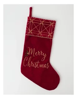 Deals 👍 Myer Giftorium Heirloom Velvet Latice 42cm Cuff Stocking In Red ✨