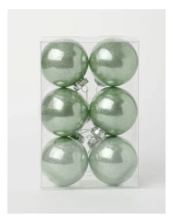 Buy π― Australian House & Garden Eucalyptus 6Pk Plastic Clear Bauble With GlitterGreen: 8 Cm π
