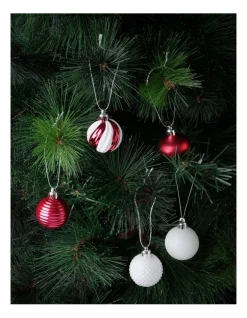 Cheapest ❤️ Myer Giftorium Merry & Bright Assorted White & Red Shatter-Resistant Baubles 30pk 🔥