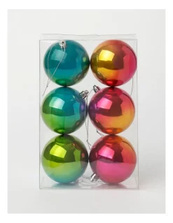 Best reviews of 💯 Myer Giftorium Merry & Bright 6 Pack Plastic Ombre BaublePink/Blue: 8 Cm 🔥