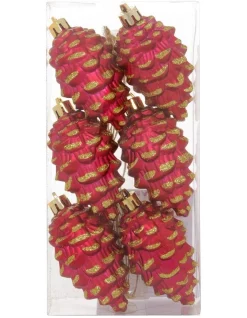 Cheap ⌛ Myer Giftorium Heirloom Set Of 6 Pinecone Hanging Ornaments 🎁
