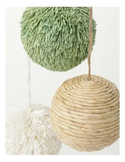 Budget ❤️ Australian House & Garden Eucalyptus Set Of 3 Straw & Paper BaublesNatural/Green/White: 8cm 😀 -The Christmas Shop Sales unnamed file 599