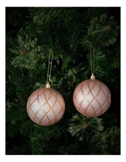 Top 10 🔔 Myer Giftorium Luxe Glittered Grid Bauble 4 Pack In Pink 👏