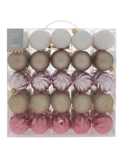 Flash Sale 😍 Myer Giftorium Luxe Assorted Champagne & Pink Shatter-Resistant Baubles 50pk 🔥