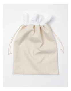 Wholesale 🎉 Myer Giftorium Modern Holiday Fabric Plain 42cm Gift Sack In White 🥰