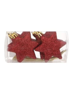 Promo 🥰 Myer Giftorium Heirloom 8 Pieces Red Glitter Star Pack ⌛