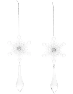 Best Pirce โญ Myer Giftorium Luxe Assorted Plastic Snowflake With Dangling Jewel Clear: 14cm ๐