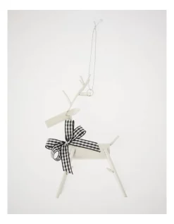 Cheapest 🥰 Myer Giftorium Modern Holiday Metal Reindeer Gingham Ribbon In White 😉 -The Christmas Shop Sales unnamed file 687