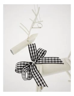 Cheapest 🥰 Myer Giftorium Modern Holiday Metal Reindeer Gingham Ribbon In White 😉 -The Christmas Shop Sales unnamed file 688