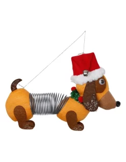 Brand new 🧨 Myer Giftorium Heirloom Brown Fabric Sausage 🦮 Dog With Spring Body 🧨