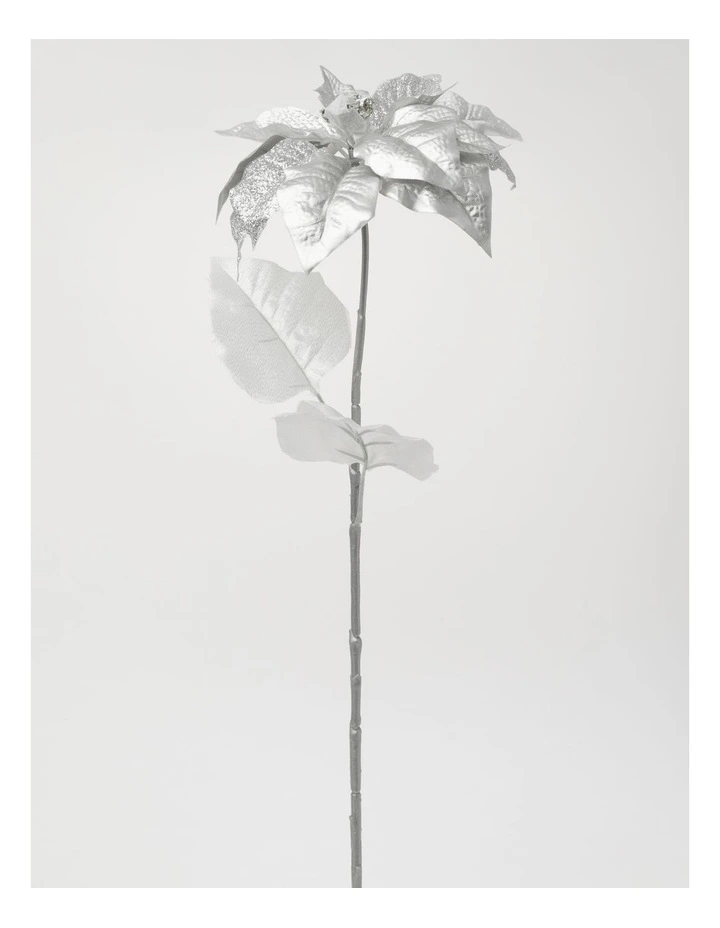 Budget ๐ Myer Giftorium Luxe Fabric Poinsettia With Glitter Pick 40cm In Silver ๐ 4 Budget ๐ Myer Giftorium Luxe Fabric Poinsettia With Glitter Pick 40cm In Silver ๐ - Image 2