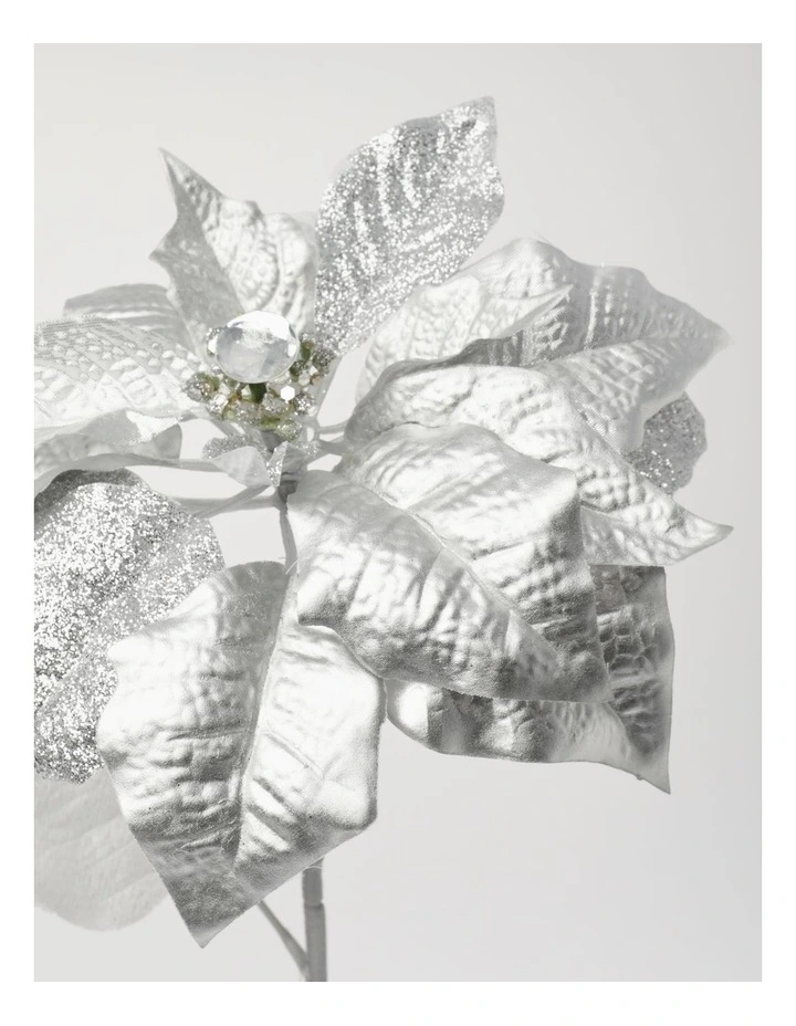 Budget ๐ Myer Giftorium Luxe Fabric Poinsettia With Glitter Pick 40cm In Silver ๐ 5 Budget ๐ Myer Giftorium Luxe Fabric Poinsettia With Glitter Pick 40cm In Silver ๐ - Image 3